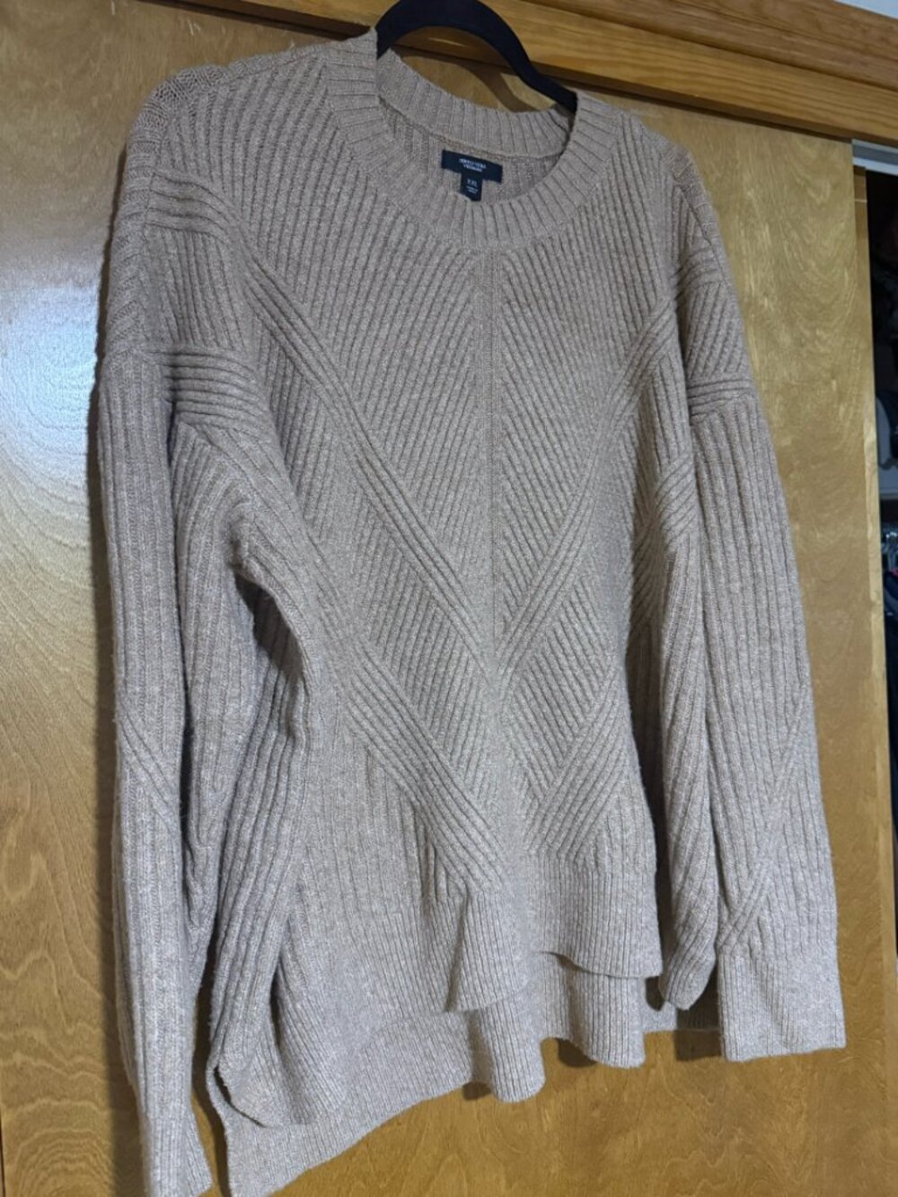 NWT Simply Vera Vera Wang Camel Ribbed Chevron Sweater Size XXL 2XL WV33S106RH